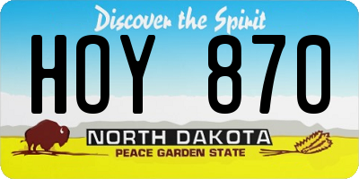 ND license plate HOY870