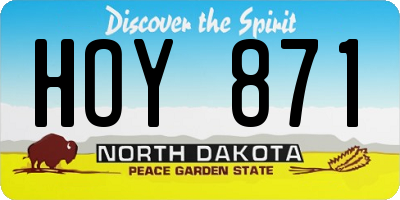 ND license plate HOY871