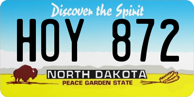 ND license plate HOY872