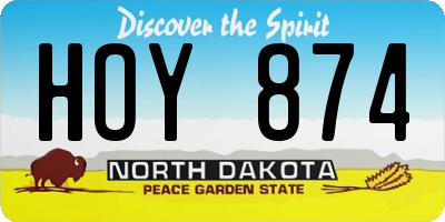 ND license plate HOY874