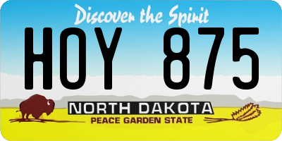 ND license plate HOY875