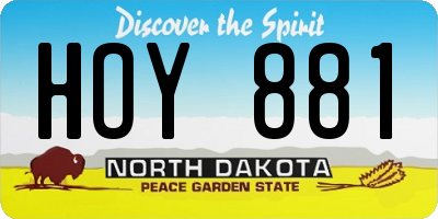 ND license plate HOY881