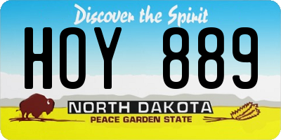ND license plate HOY889