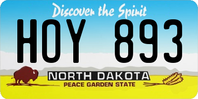 ND license plate HOY893