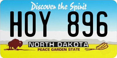 ND license plate HOY896