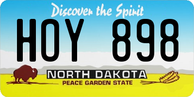 ND license plate HOY898