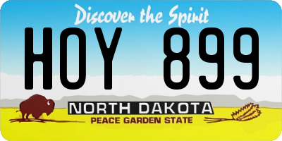 ND license plate HOY899