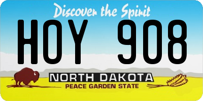 ND license plate HOY908