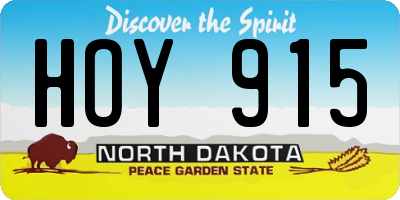ND license plate HOY915