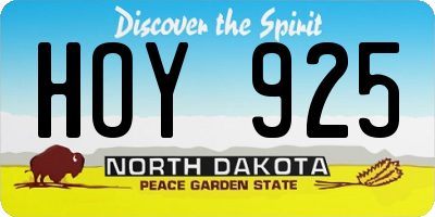 ND license plate HOY925