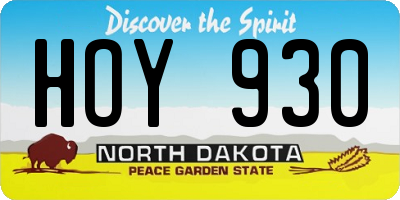 ND license plate HOY930
