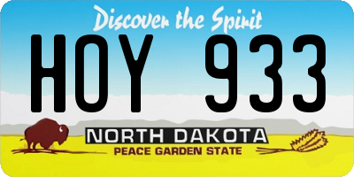ND license plate HOY933