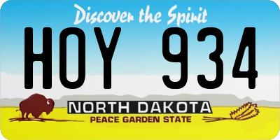 ND license plate HOY934