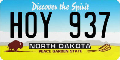 ND license plate HOY937