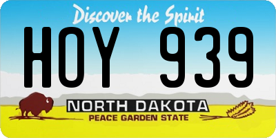 ND license plate HOY939