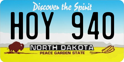 ND license plate HOY940