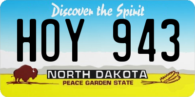 ND license plate HOY943