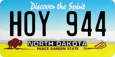 ND license plate HOY944