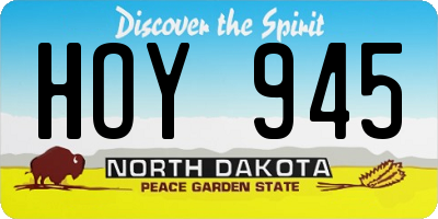 ND license plate HOY945