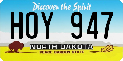 ND license plate HOY947