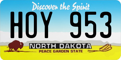 ND license plate HOY953