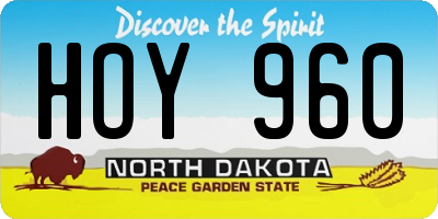 ND license plate HOY960