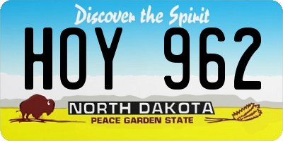 ND license plate HOY962
