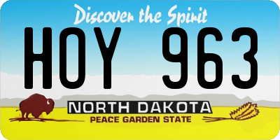 ND license plate HOY963