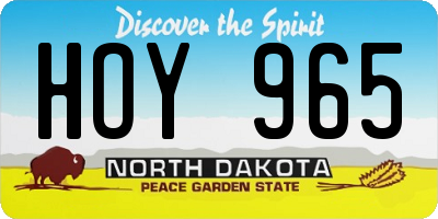 ND license plate HOY965