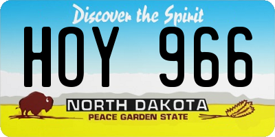 ND license plate HOY966