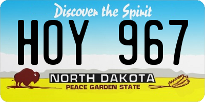 ND license plate HOY967