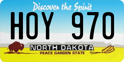 ND license plate HOY970