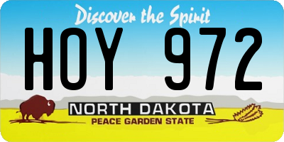 ND license plate HOY972