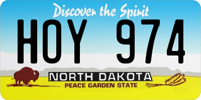 ND license plate HOY974