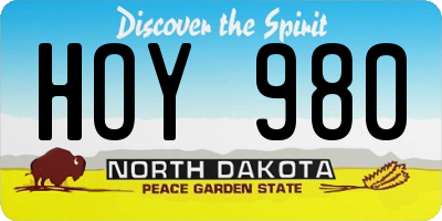 ND license plate HOY980