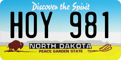 ND license plate HOY981