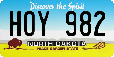 ND license plate HOY982