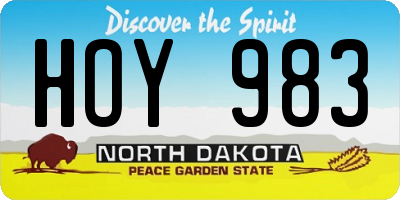 ND license plate HOY983