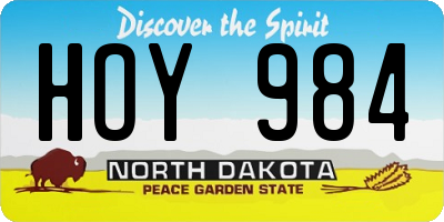 ND license plate HOY984
