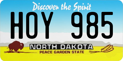 ND license plate HOY985