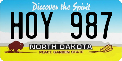 ND license plate HOY987