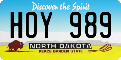 ND license plate HOY989