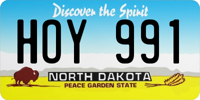 ND license plate HOY991