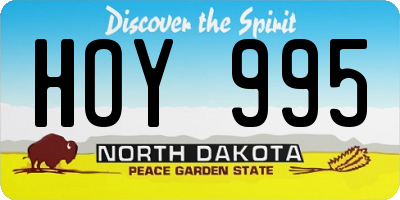 ND license plate HOY995