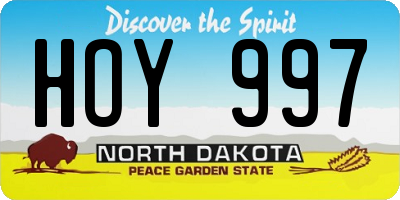 ND license plate HOY997