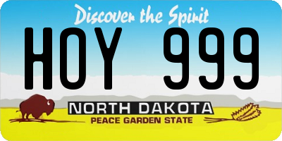 ND license plate HOY999
