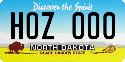 ND license plate HOZ000
