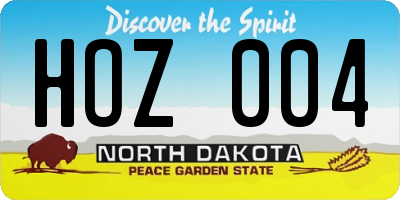 ND license plate HOZ004
