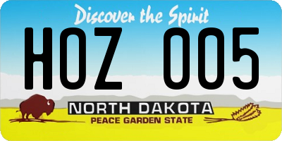 ND license plate HOZ005