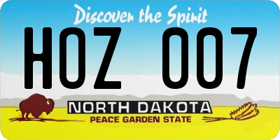 ND license plate HOZ007